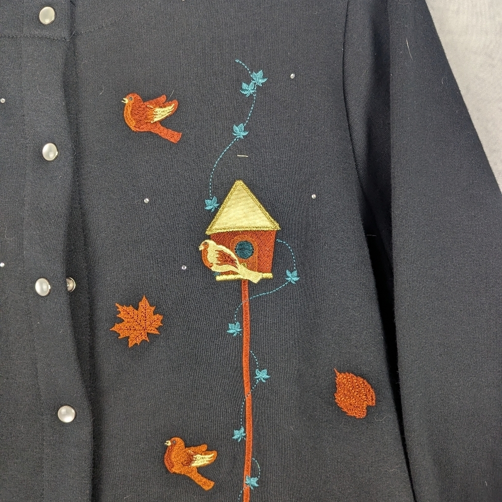 Breckenridge 2X Fall Embroidered Cardigan With Pearl Snap Closures & Pockets - Picture 7 of 15